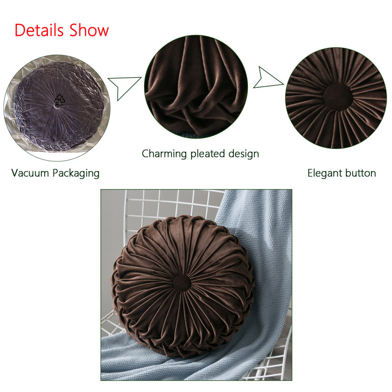 Buttons Velvet Throw Pillow, Dark Coffe