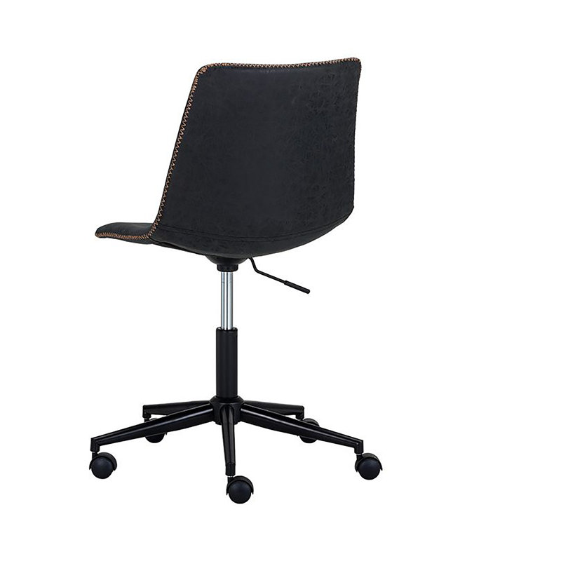 Swivel Task Chair, Black Faux Leather