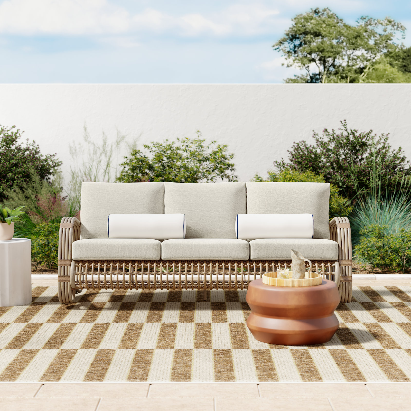 Spy 78" Wide Outdoor Patio Sofa with Cushions