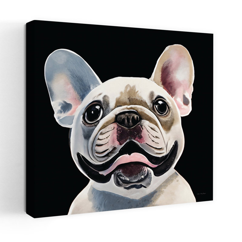 Art contemporain avec bouledogue, H 36 po x l 36 po