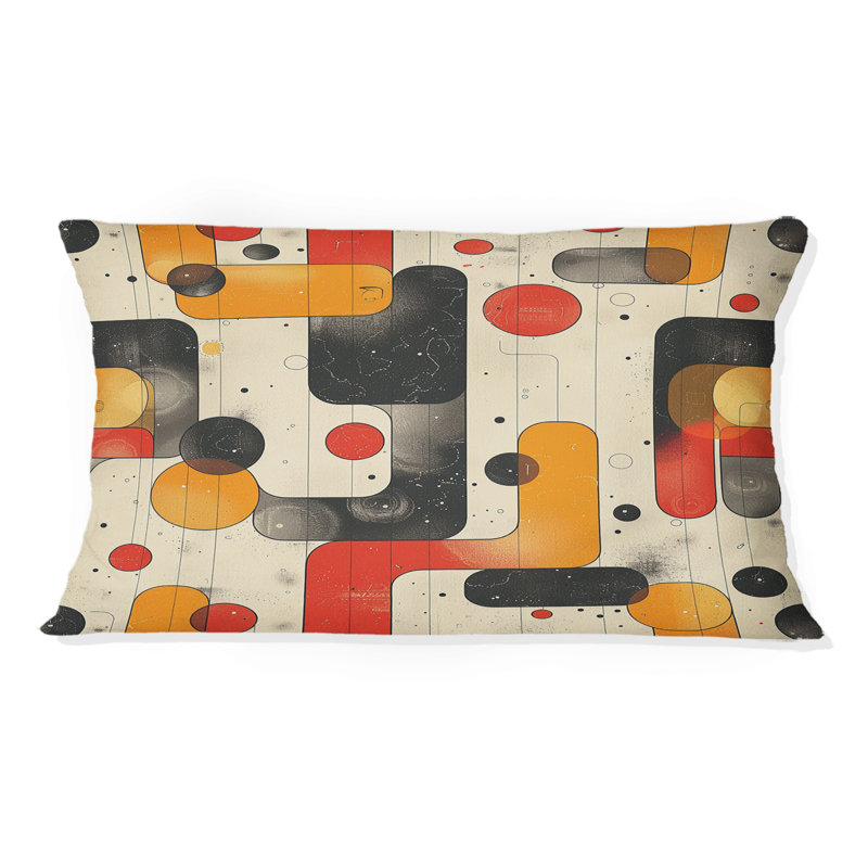 Forme géométrique jaune Mid-Century - coussin lombaire Mid-Century