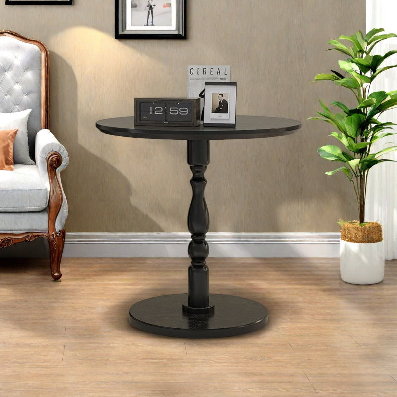 Table d'appoint ronde de 23 po - table d'appoint moderne avec pieds en bois massif pour le salon, la chambre à coucher et les petits espaces