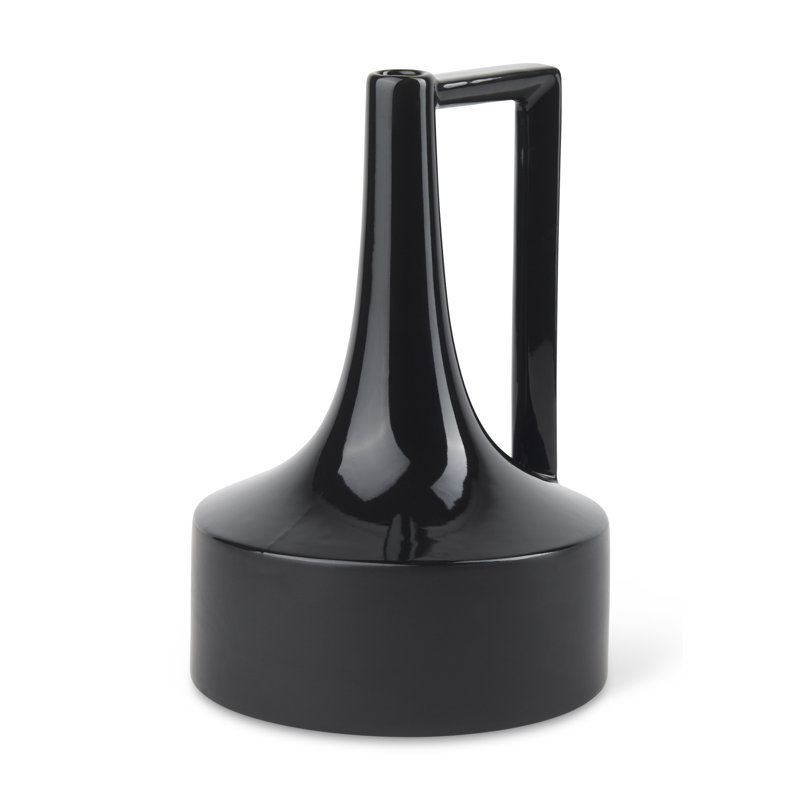12" Black Ceramic Jug Vase
