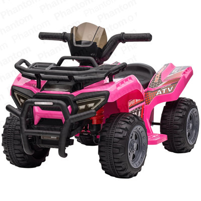 Aosom Kids ATV Four Wheeler  Ride on Car, Motorized Quad, 6V Battery Powered Electric Quad with Songs for 18-36 Months, Pink