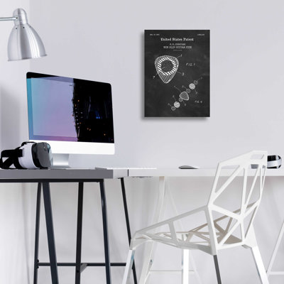 " Guitar Pick Blueprint Patent Chalkboard "