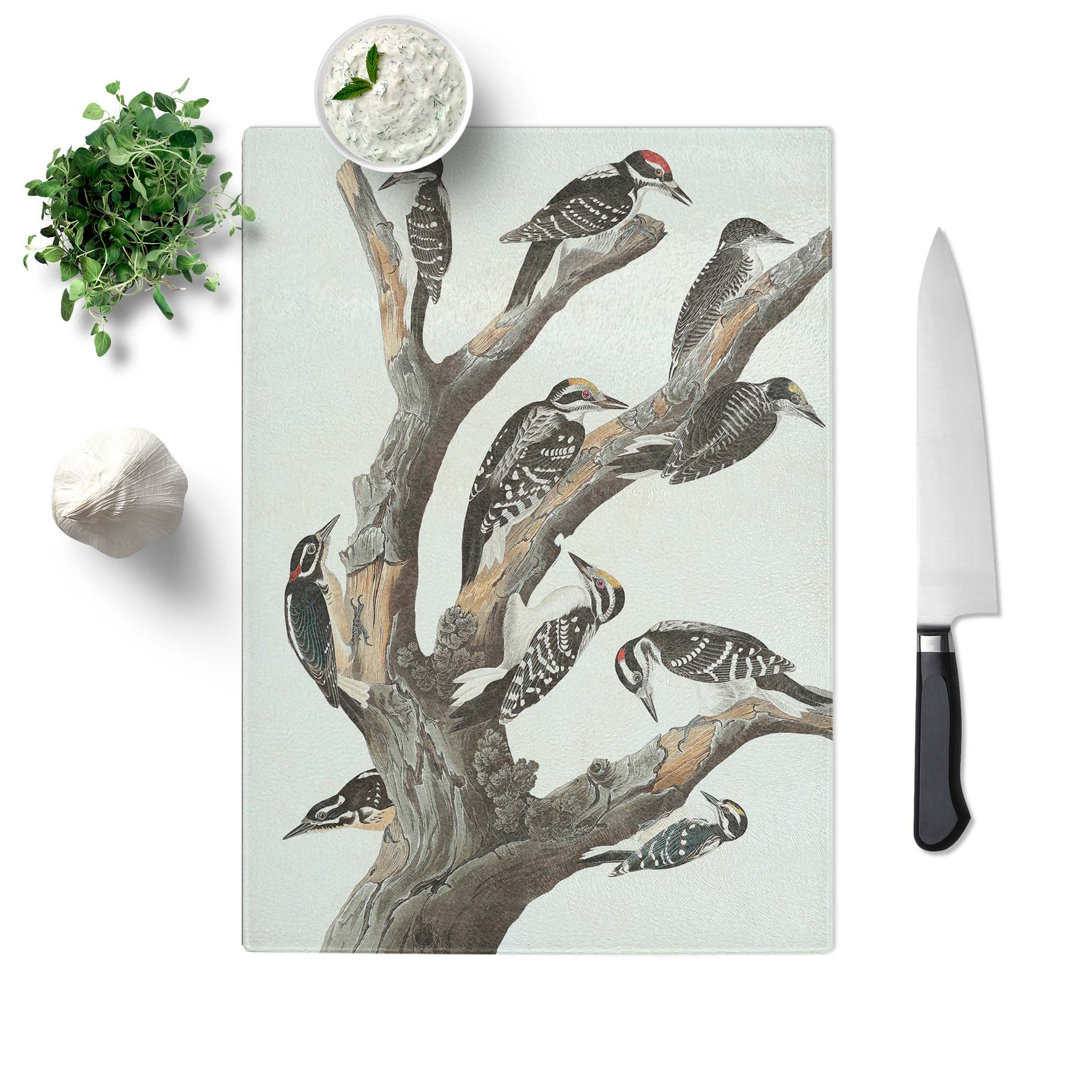 Tempered Glass Woodpeckers by John James Audubon Chopping Board