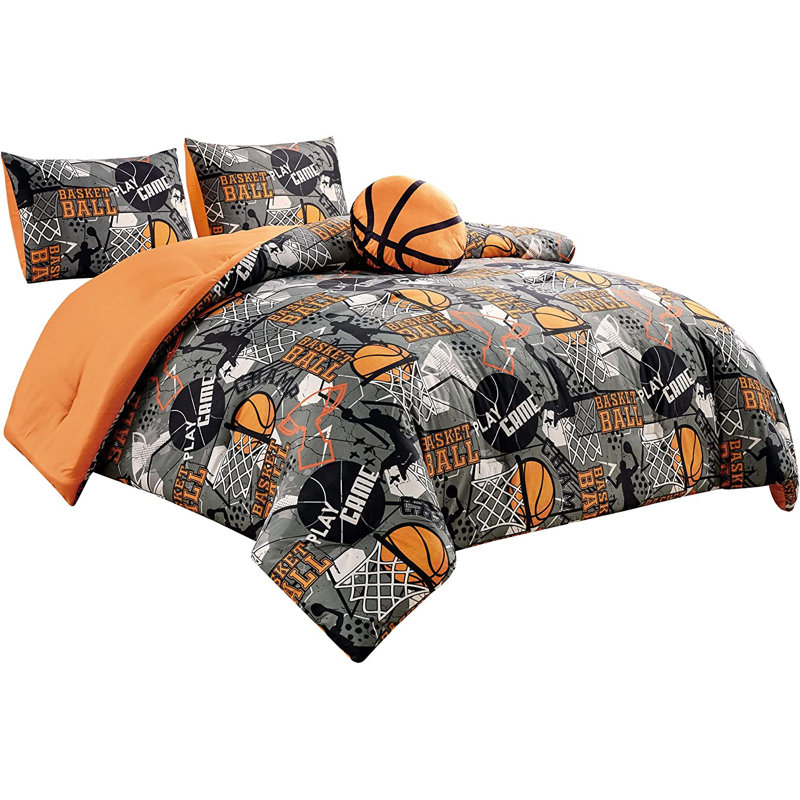 Full/Queen Gray Basketball Slam Dunk Microfiber Comforter Set