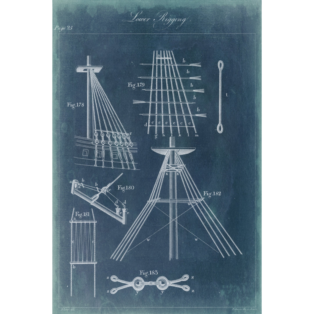 Nautical Detail Blueprint II by Vision Studio - Wrapped Canvas Art Prints