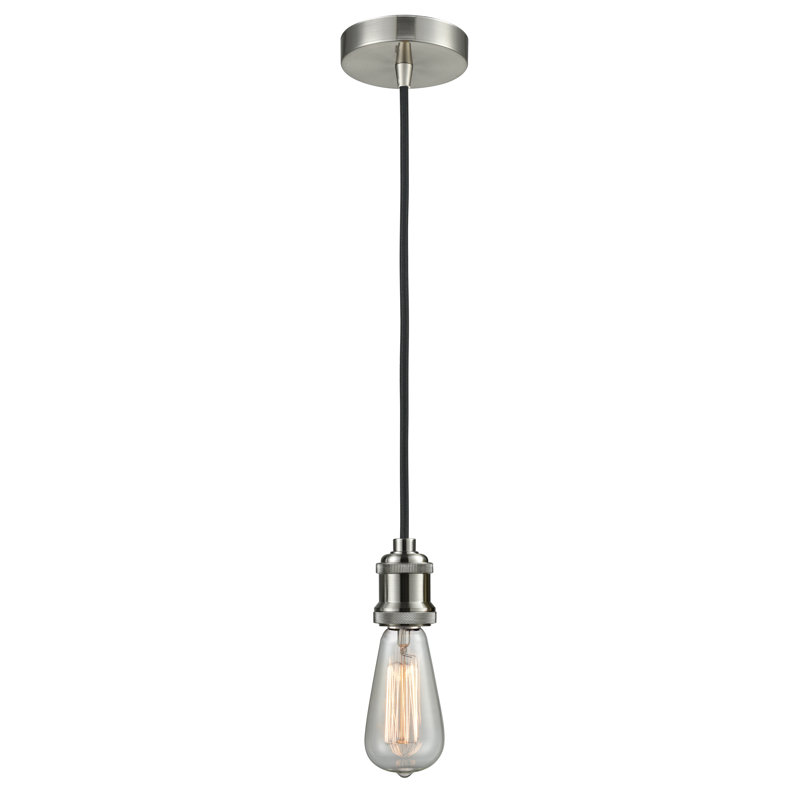 Waterville 1 - Light Single Pendant, Satin Nickel/Black