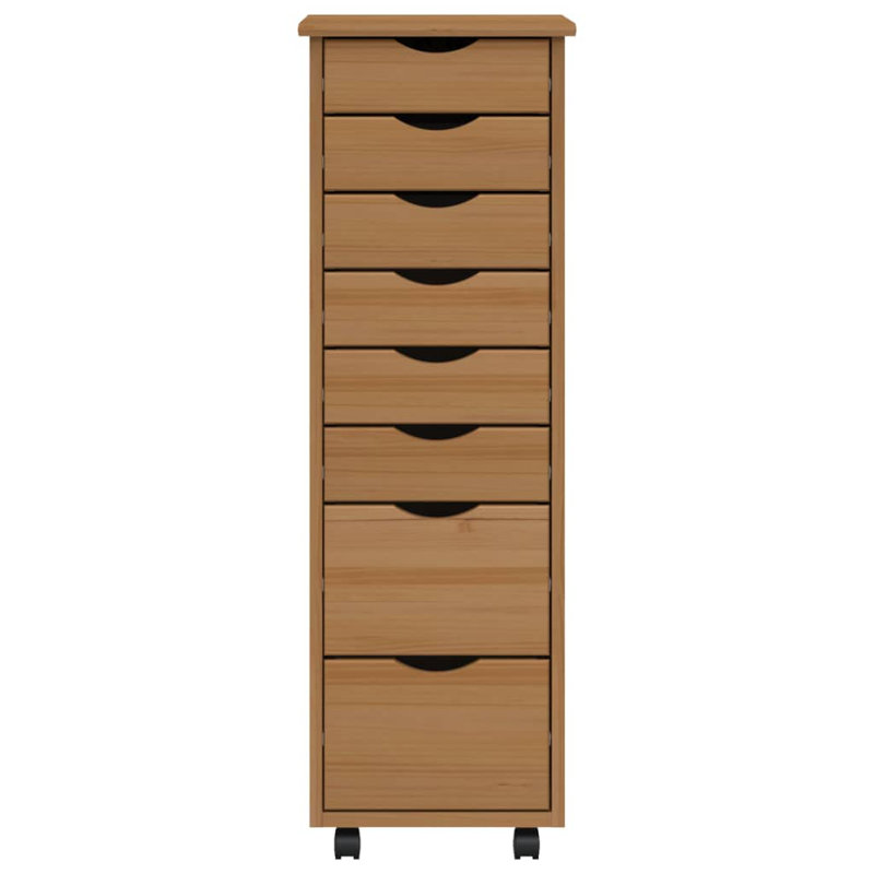 Jennarose vidaXL MOSS 8-Drawer Chest with Wheels, Solid Pinewood, Honey Brown