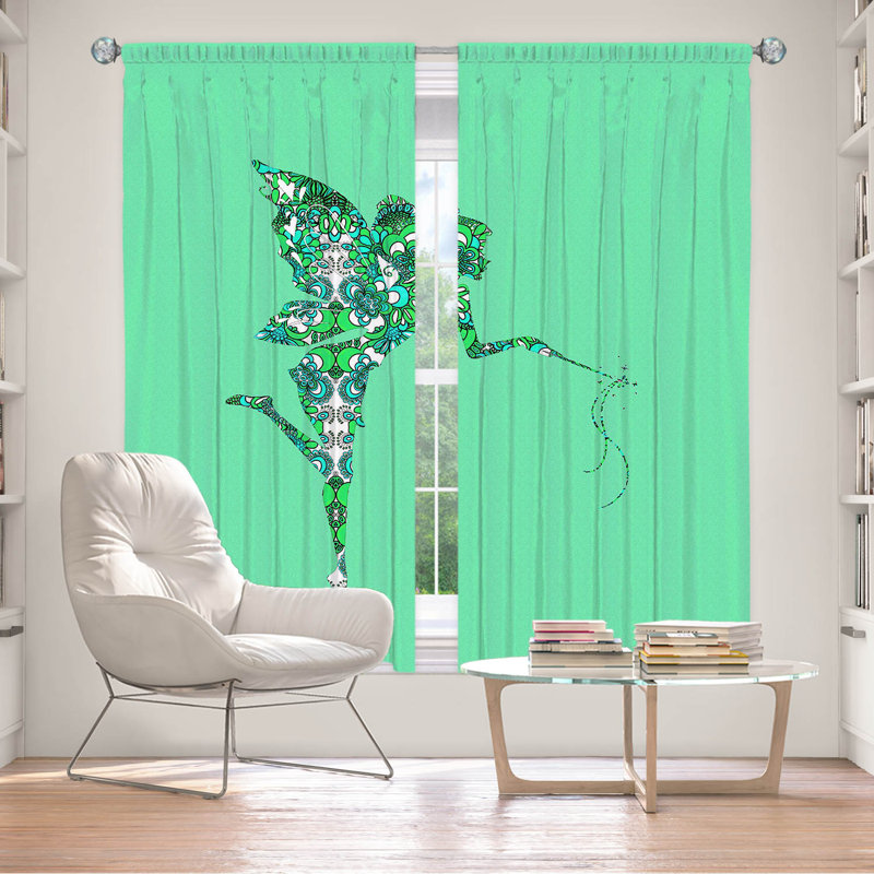 La paire de rideaux obscurcissant en polyester Bilqees filtre la plupart des rideaux de lumière, Aqua / vert