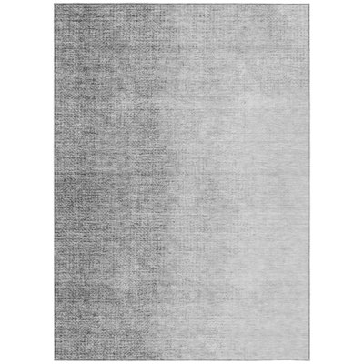Tapis extérieur lavable abstrait gris et argent 5 pi x 8 pi