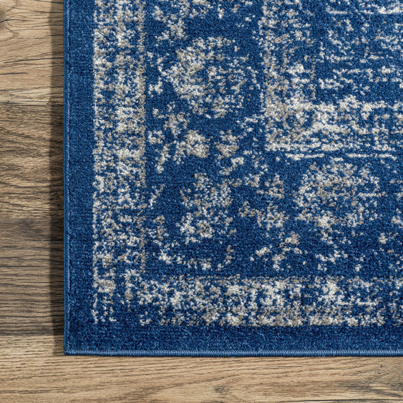 Julieanna Power Loom Performance Oriental Dark Blue Rug, Rectangle 9' x 12'