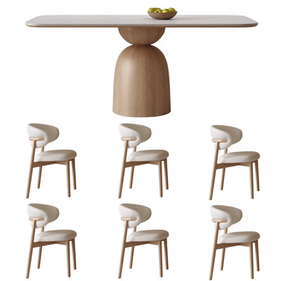 Rectangular home log dining table and chairs