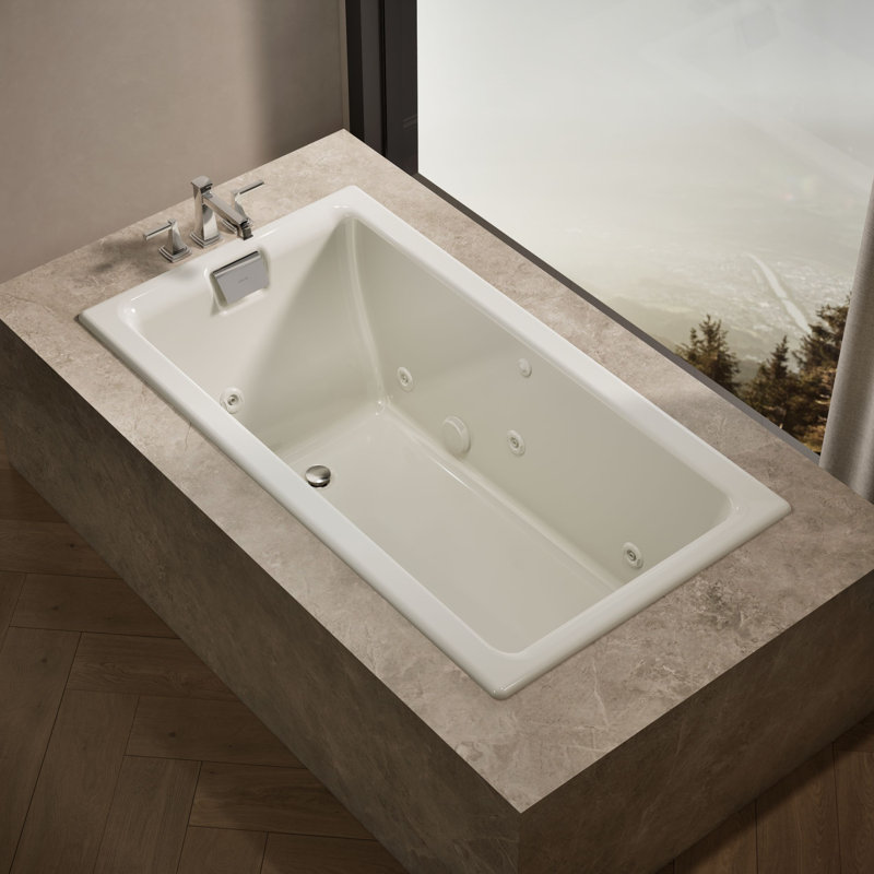 Baignoire tourbillon encastrée / encastrable 66 po x 36 po Tea-for-Two, bonde réversible, It