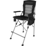 Extra Tall Folding Chairs For Adults 330Lbs, Portable Bar Height Foldable Director Chairs For Camping Outside, Comfortable With Makeup Pocket, High Back And Footrest, Black