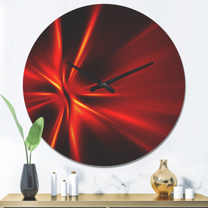 Horloge murale moderne en bois rouge et jaune, Grand