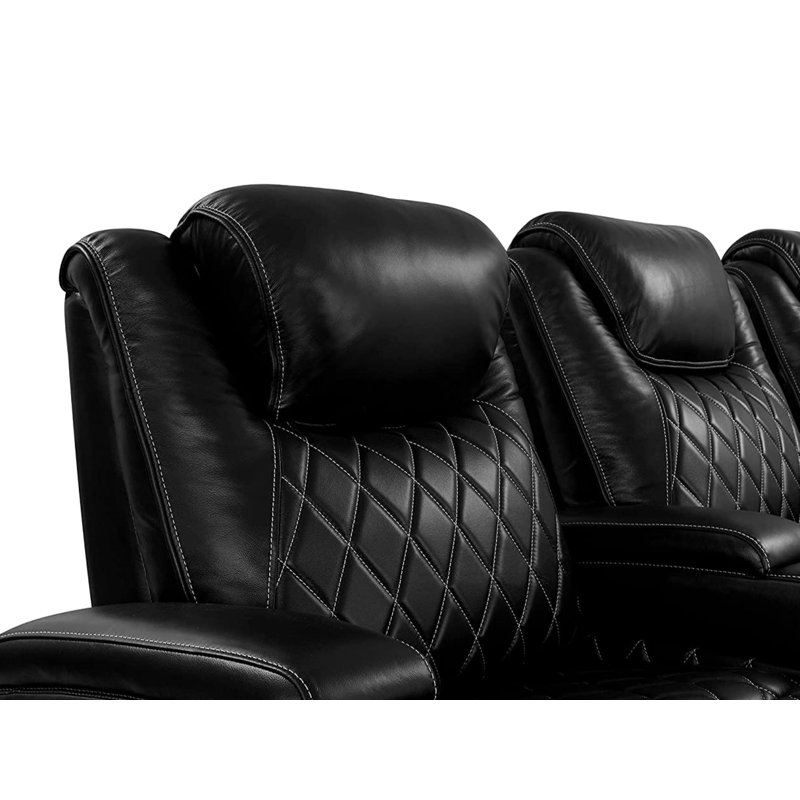 Cinéma maison inclinable électrique en cuir véritable avec porte-gobelet de 130 po de large Oslo