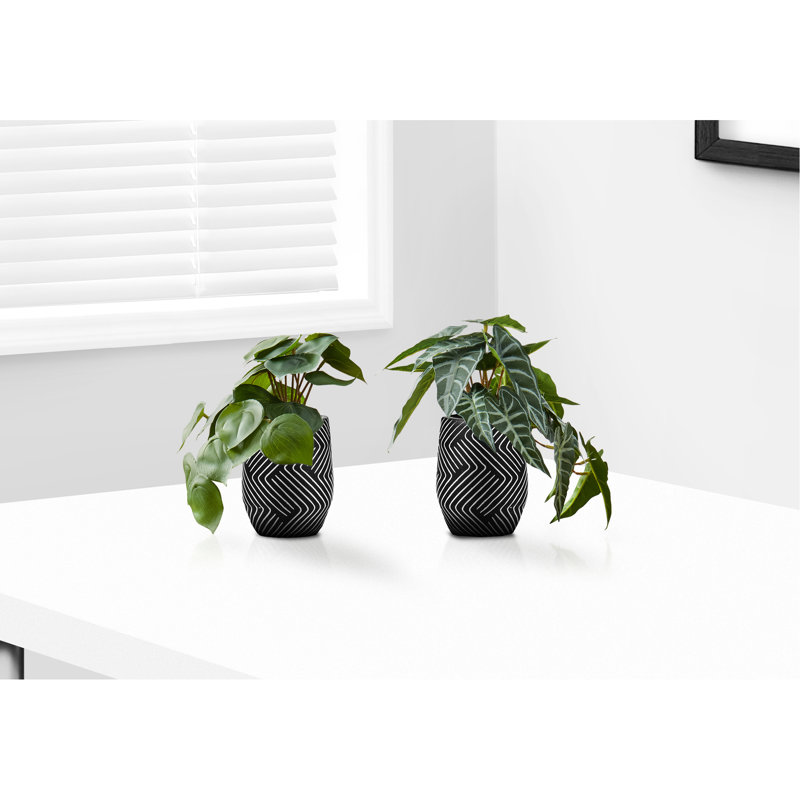 Plantes artificielles d'intérieur de 8 po de hauteur avec 8 pots et feuilles de 8 po de hauteur pour la table