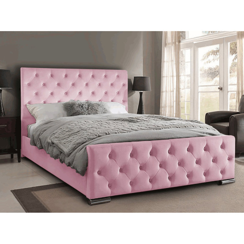 Florida Upholstered Ottoman Storage Bed, Pink, Double (4'6)