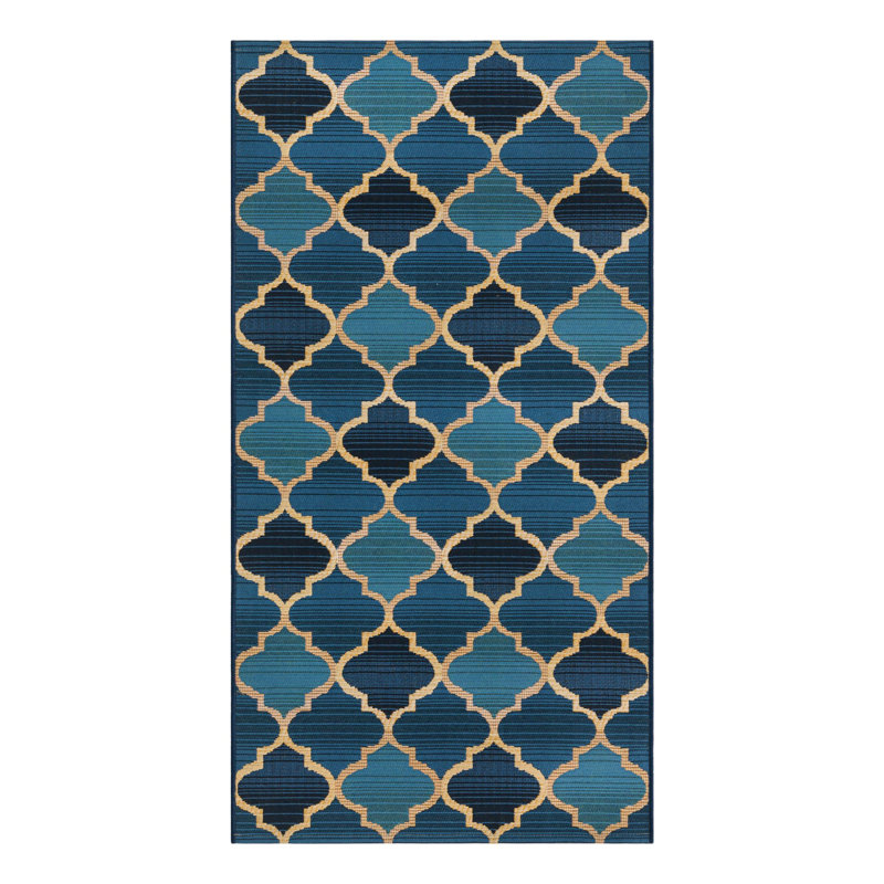Tapis intérieur / extérieur bleu Alice, Tapis de couloir 2 pi 7 po x 5 pi 3 po