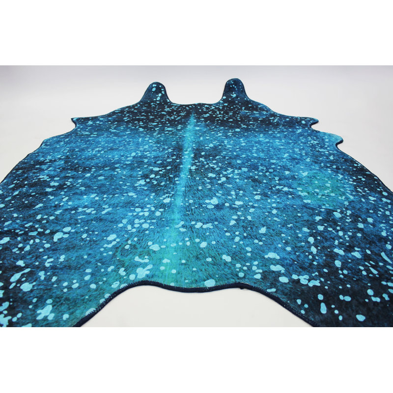 Tapis bleu sarcelle à imprimé animal Bouno