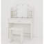 Table de coiffeuse réglable à un tiroir avec miroir, spacieuse et tablettes, sièges confortables, aspect blanc moderne, panneau de particules +, largeur de 15,55 po, table avec tiroir à 49,4 po de hauteur, miroir, design, ancien