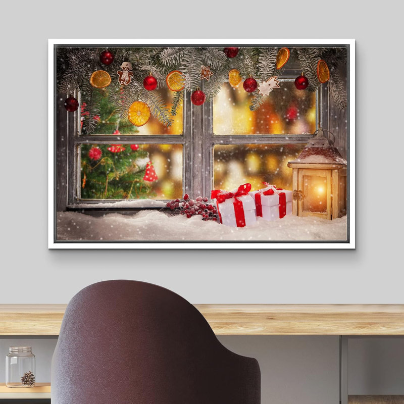 Célébration de Noël, impression, H 16 po x l 24 po, Cadre flottant blanc