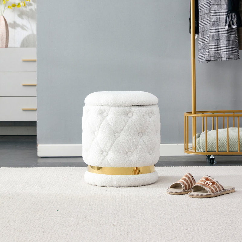 Tabouret d'appoint en bois massif Nyeka, Blanc