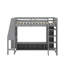 Lit mezzanine simple avec bureau et support à vêtements suspendu-385238894
