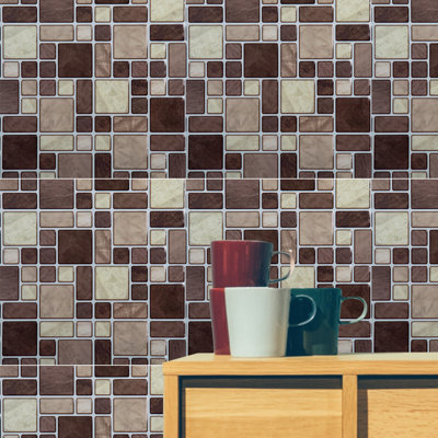 10'' W x 10'' L PVC Peel and Stick Mosaic Tile