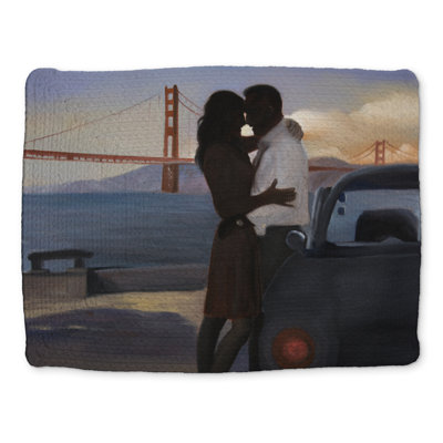 Figurative Bedroom Blue Braided Placemat - Loving Couple Decor