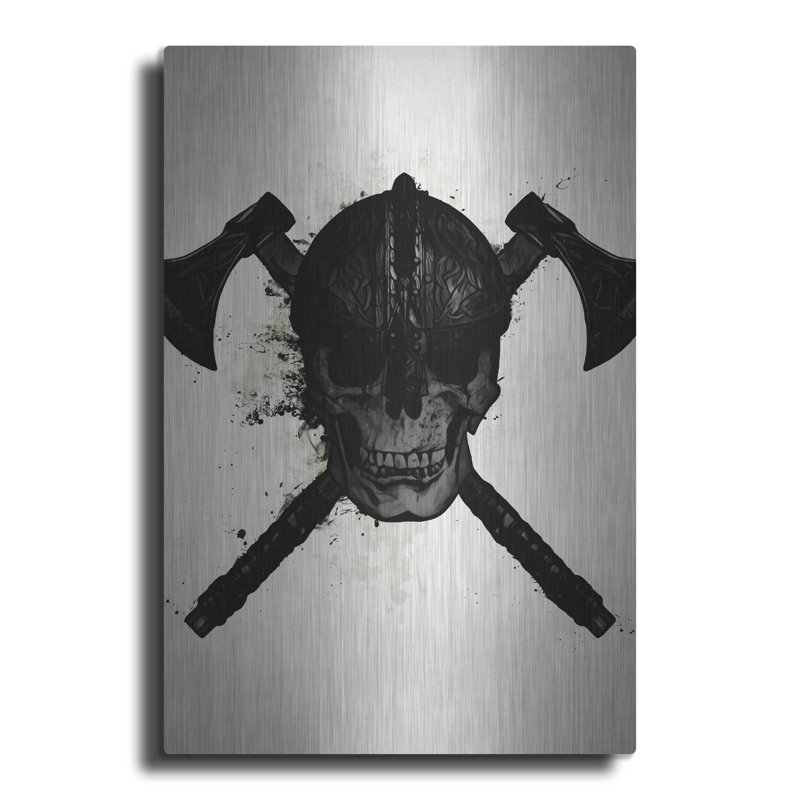 «Viking Skull» par Nicklas Gustafsson - impression sans cadre sur métal, H 36 po x l 24 po x P 0,13 po