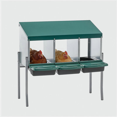 Boîtes de nidification pour poulets, boîtes de nidification de poulet à 3 trous avec pattes, boîte de ponte avec couvercle, pour la cour extérieure de poulailler, vert