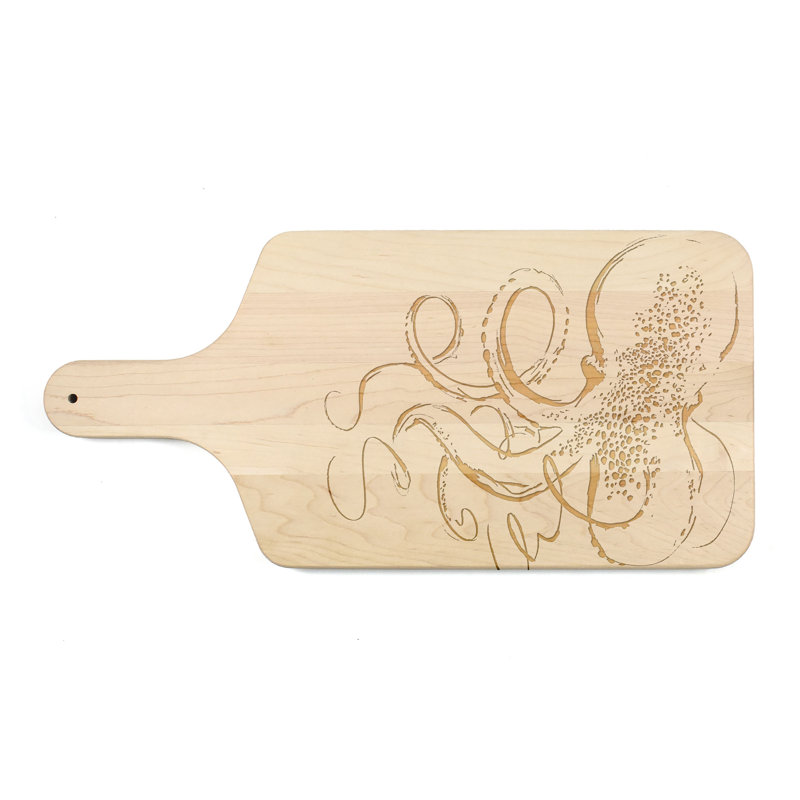Sketched Octopus Cutting Board, Maple