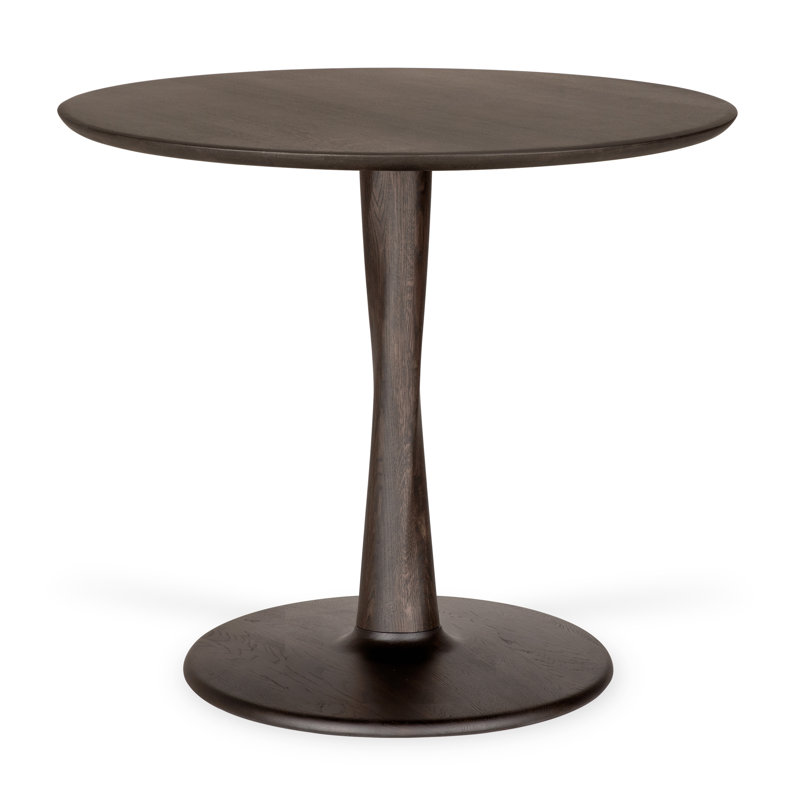 Torsion Round Solid Oak Dining Table, 30" H x 35.5" L x 35.5" W, Brown