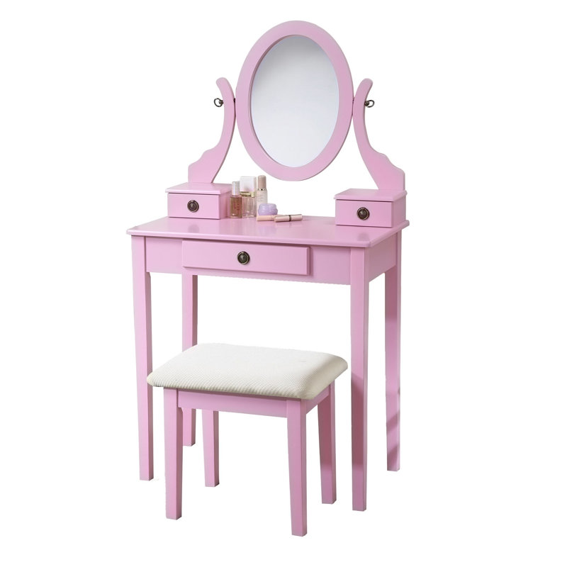 Bureau de coiffeuse avec tabouret, Rose