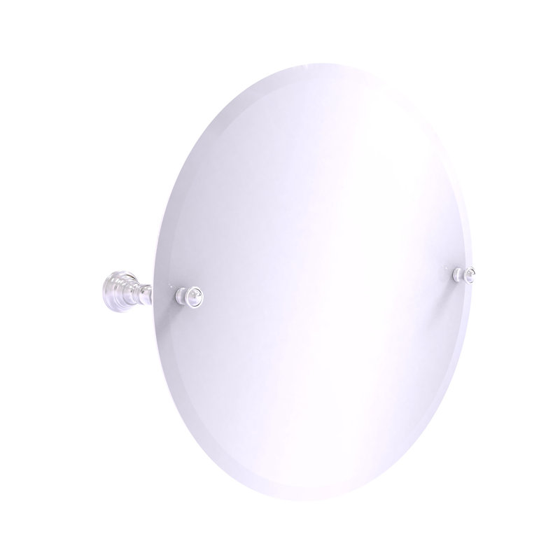 Miroir de meuble-lavabo biseauté sans cadre Freyja, Chrome satiné, 22" H x 22" W