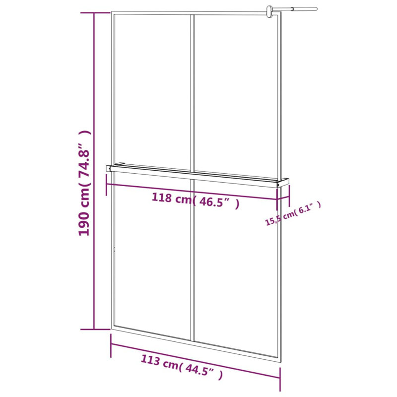 W H Framed Rectangle Shower Enclosure, 35.4" x 76.8", 2x2 grids, Transparent