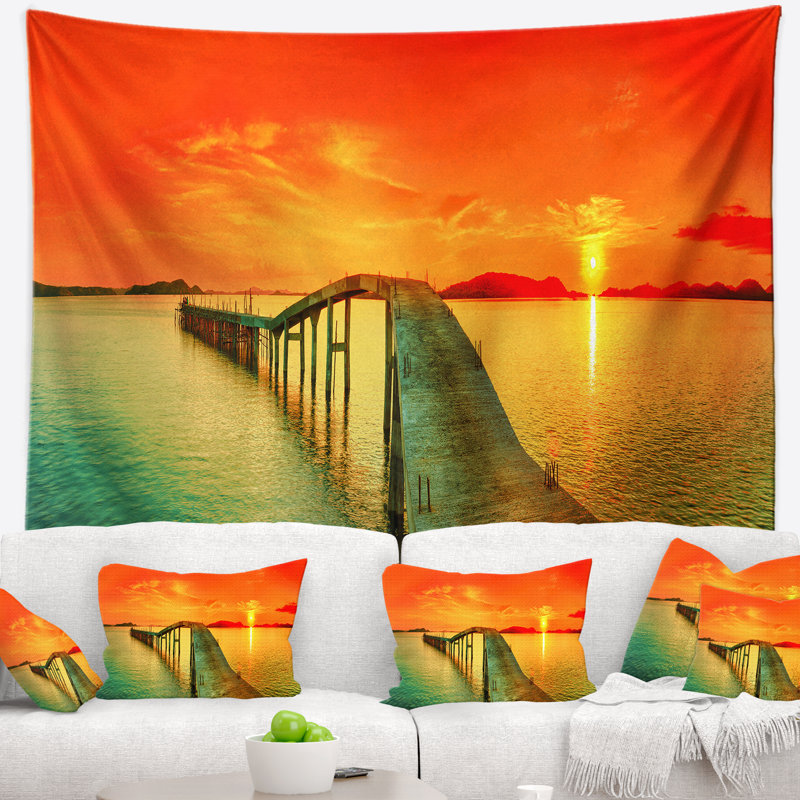 Photographie paysage marin fabulous sunset panorama tapisserie, H 32 po x l 39 po