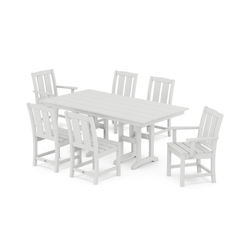Mission 7-Piece Farmhouse Dining Set, White