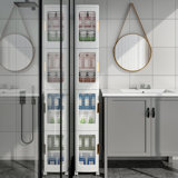 4 Tier Folding Stackable Storage Box, Stackable Storage Drawers On Wheels, Bathroom Floor Cabinet With Doors
