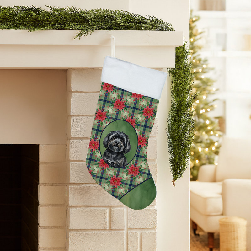 Chaussette de Noël noire Lhasa Apso, Noir