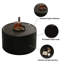 Table basse ronde noire avec plateau en verre trempé, corps en cuir PU et rangement caché pour le salon, table d'appoint moderne-129016755-129016754