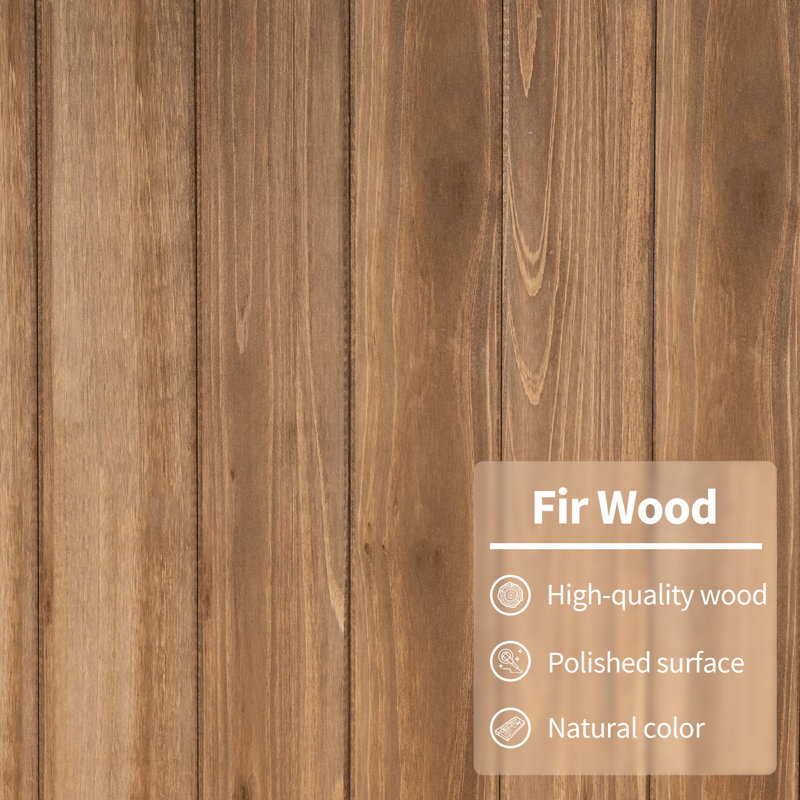 Natural Fir Wood Outdoor Storage Cabinet with Shelves and Door