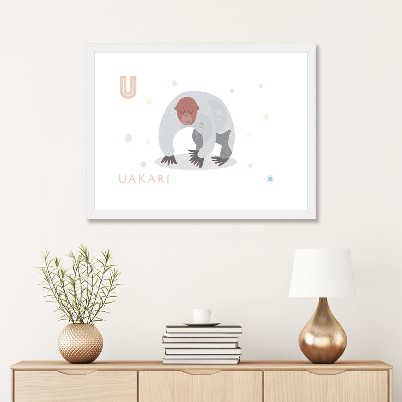 Uakari - imprimé, H 24 po x l 32 po x P 1 po, Papier encadré blanc, Blanc