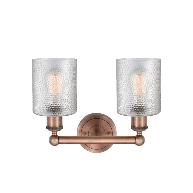 2 - Light Dimmable Vanity Light, Clear, Antique Copper