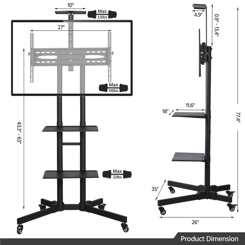 Yaheetech Single Screen Floor Stand Mount