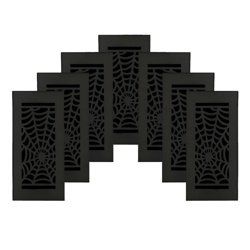 Paquet de 7 ouvertures de conduit de 4 po x 10 po Spooky Gothic, Noir thermolaqué, Plancher sans trous de vis