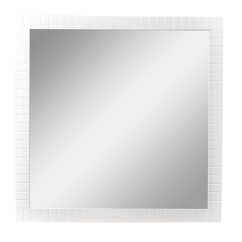 Miroir mural Kamien, 40 po x 40 po, Blanc mat